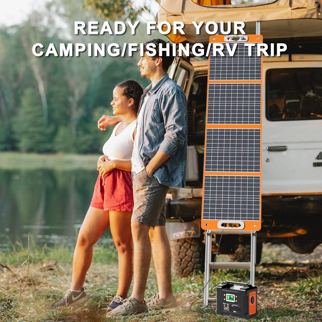 300W Power Station & 100W Foldable Solar Panel, Li-Ion Battery Bank with AC/USB/DC Outputs, 230.88Wh Solar Generator For Camping with18V/100W - product view 13