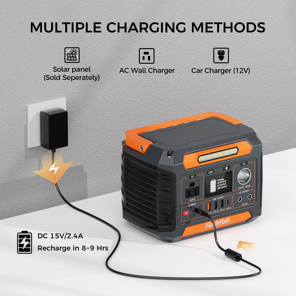 Portable Power Station 300W & Foldable Solar Panel, Li-Ion Battery Bank with AC/USB/DC Outputs, 230.88Wh Solar Generator For Camping with18V/60W - product view 6