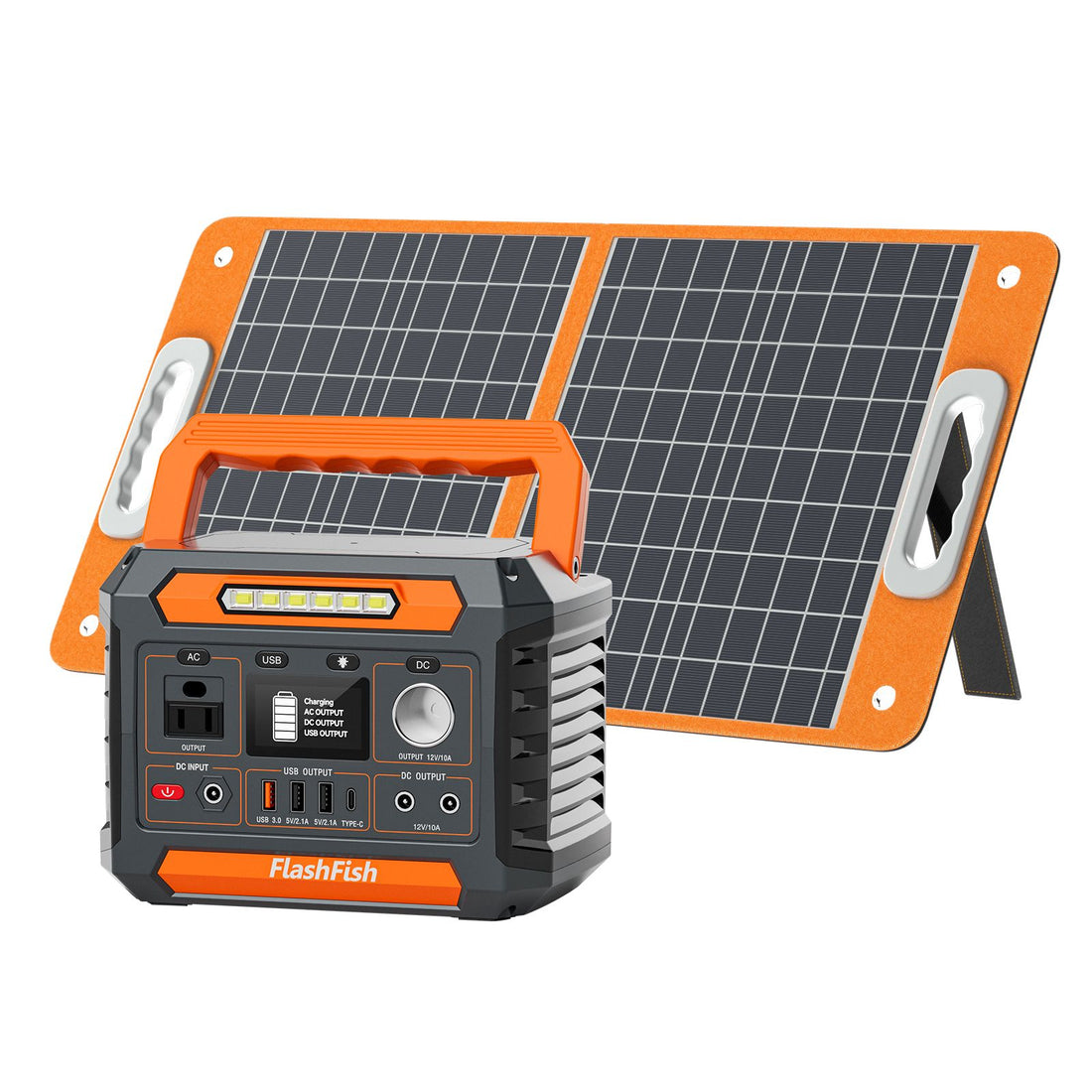 Portable Power Station 300W & Foldable Solar Panel, Li-Ion Battery Bank with AC/USB/DC Outputs, 230.88Wh Solar Generator For Camping with18V/60W