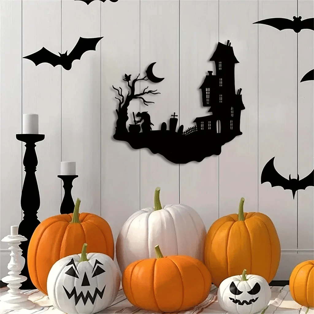 Gothic Skull iron Wall Art Vintage Halloween Decor for Indoor Outdoor
