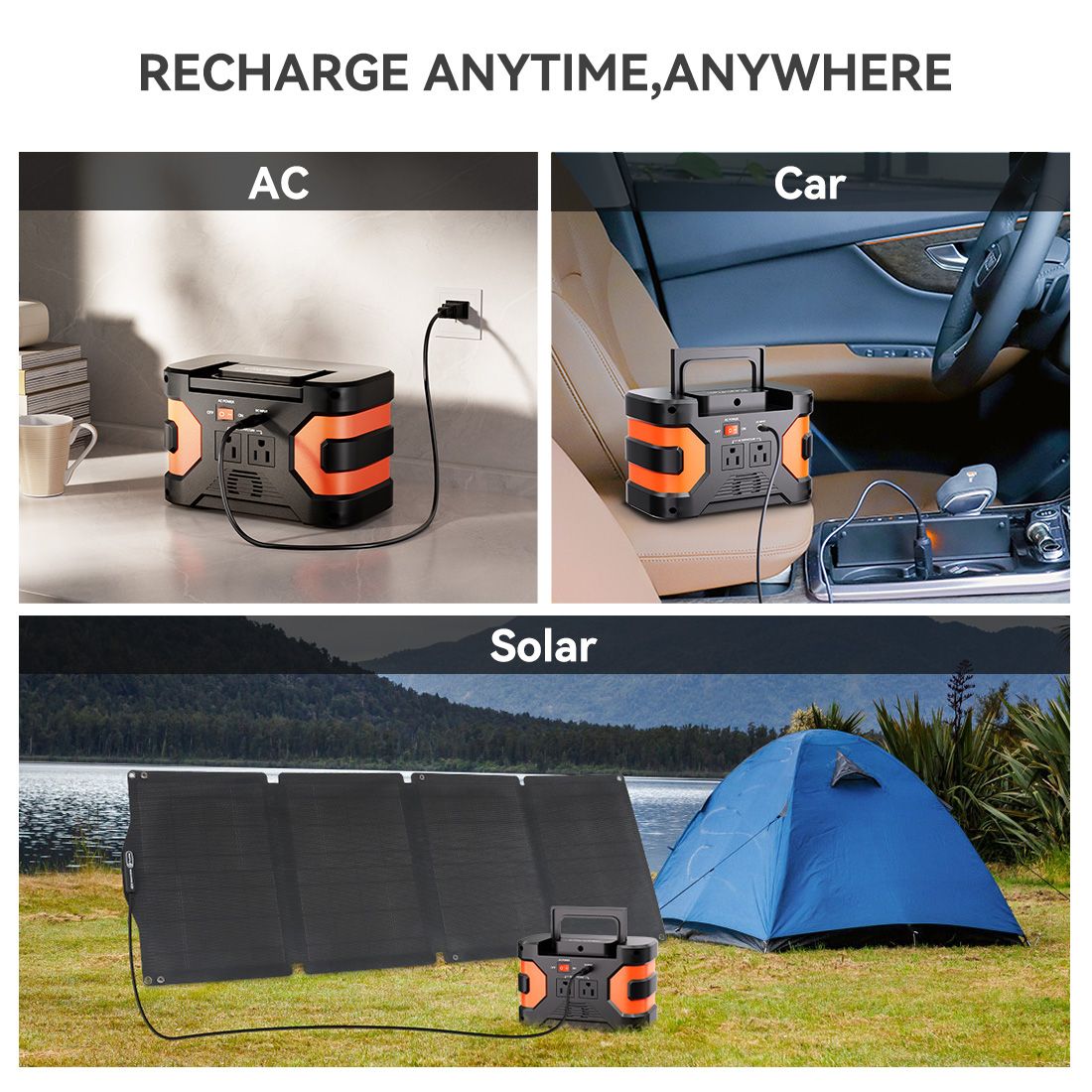 150W Portable Power Station & 60W Solar Panel; FlashFish 45000mAh Solar Generator with 60W 18V ETFE Portable Solar Panel; Flashfish Foldable Solar