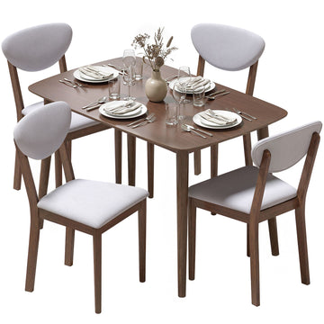 HOMCOM 5-Piece Dining Table and Chair Set for 4, Light Gray