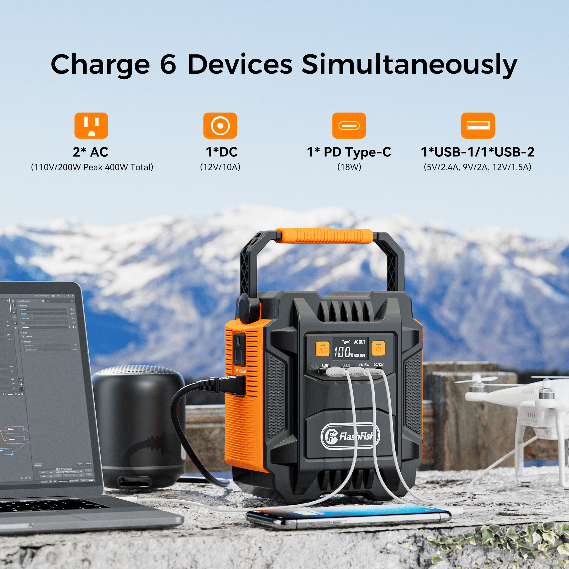 200W (Peak 400W) Portable Power Station,Power Backup Lithium Battery 172.8Wh Power Supply withAC Outlet DC Port USB QC3.0 Solar Portable Generator - product view 3