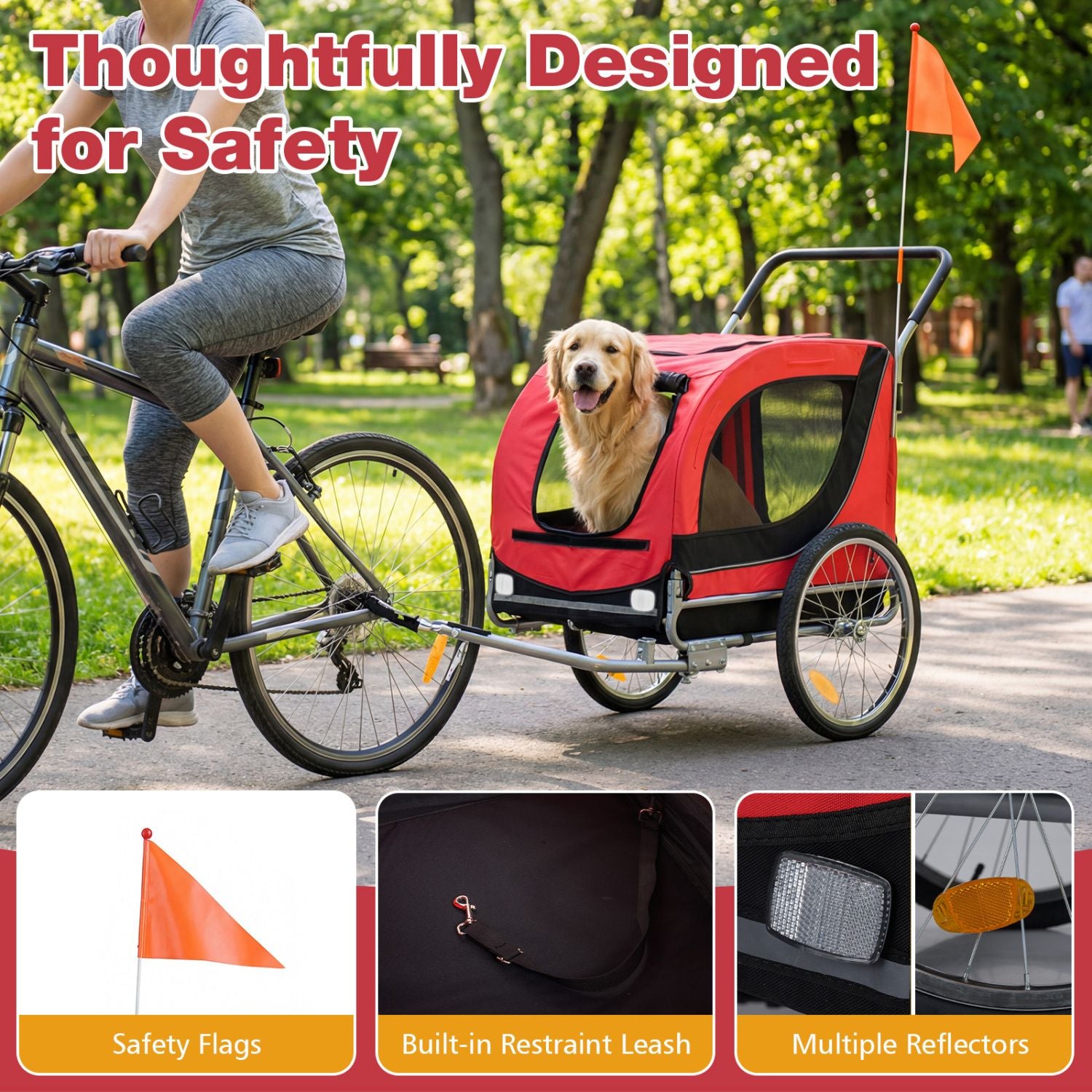 2-in-1 Dog Bike Trailer with Universal Bicycle Coupler