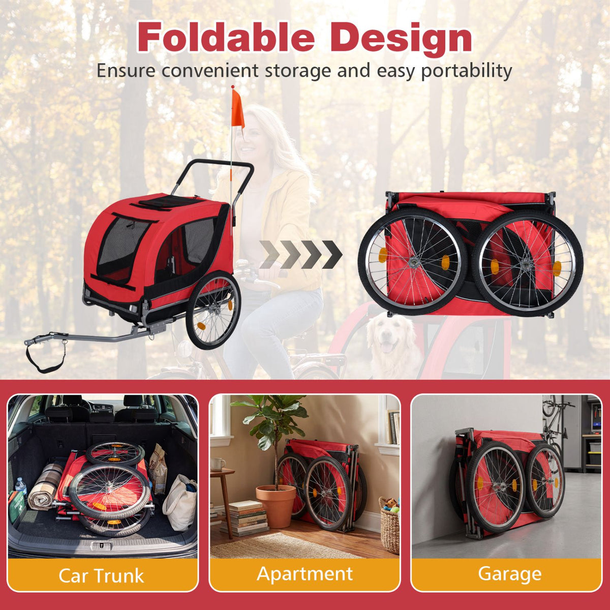 2-in-1 Dog Bike Trailer with Universal Bicycle Coupler