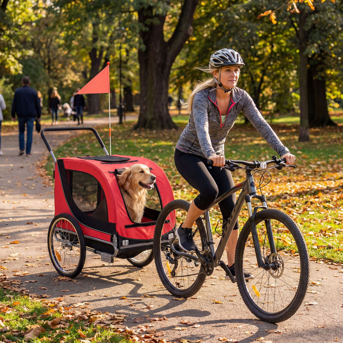 2-in-1 Dog Bike Trailer with Universal Bicycle Coupler - Red