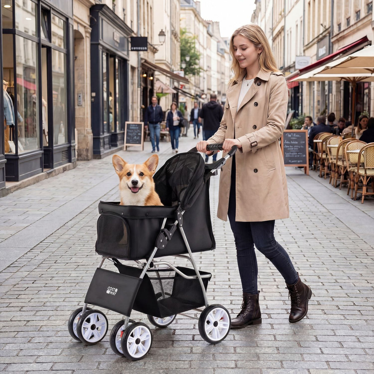 4 Wheel Pet Stroller for Small Dogs Cats up to 33 LBS
