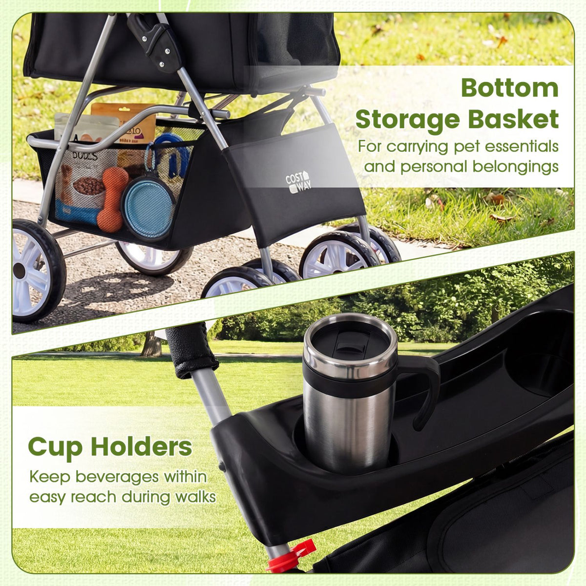 4 Wheel Pet Stroller for Small Dogs Cats up to 33 LBS