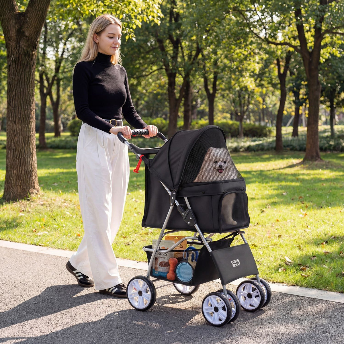 4 Wheel Pet Stroller for Small Dogs Cats up to 33 LBS