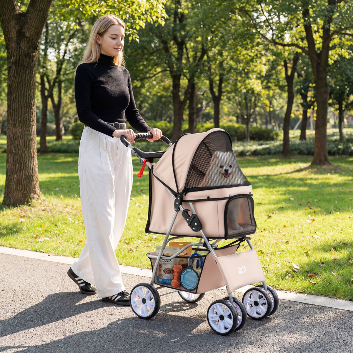 4 Wheel Pet Stroller for Small Dogs Cats up to 33 LBS
