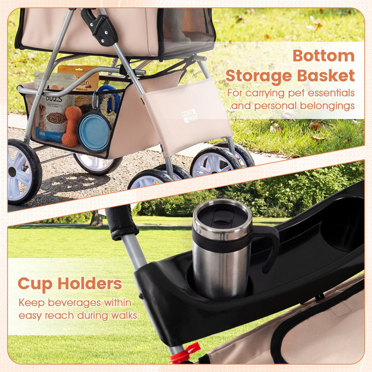 4 Wheel Pet Stroller for Small Dogs Cats up to 33 LBS