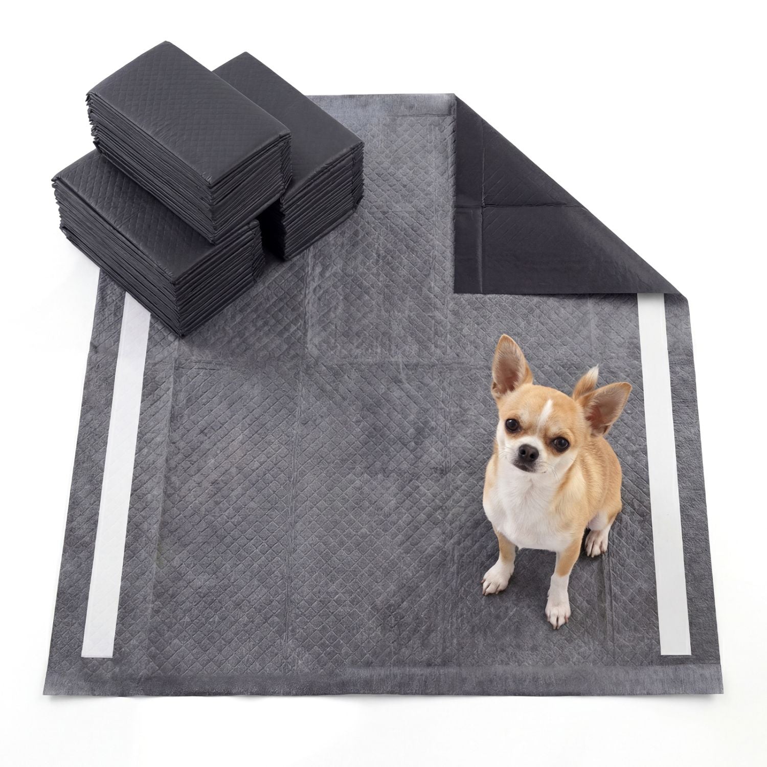 24" x 24" Charcoal Dog Pee Pads 6-Layer for Dogs - Black