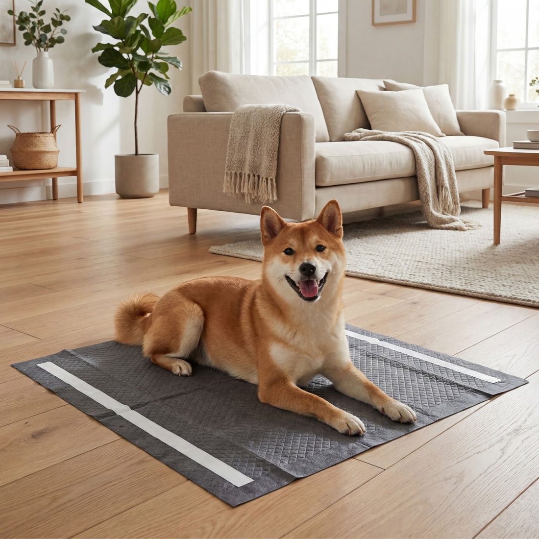 24" x 24" Charcoal Dog Pee Pads 6-Layer for Dogs - Black