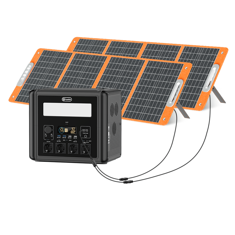 2000W Portable Power Station, 1536Wh LiFePO4 Battery Pack with 4000W Surge, AC Fast Charge,1.5H Full charged, LED Flashlight - Solar Generator for - 2000W Solar Generator &2*100W Solar Panel