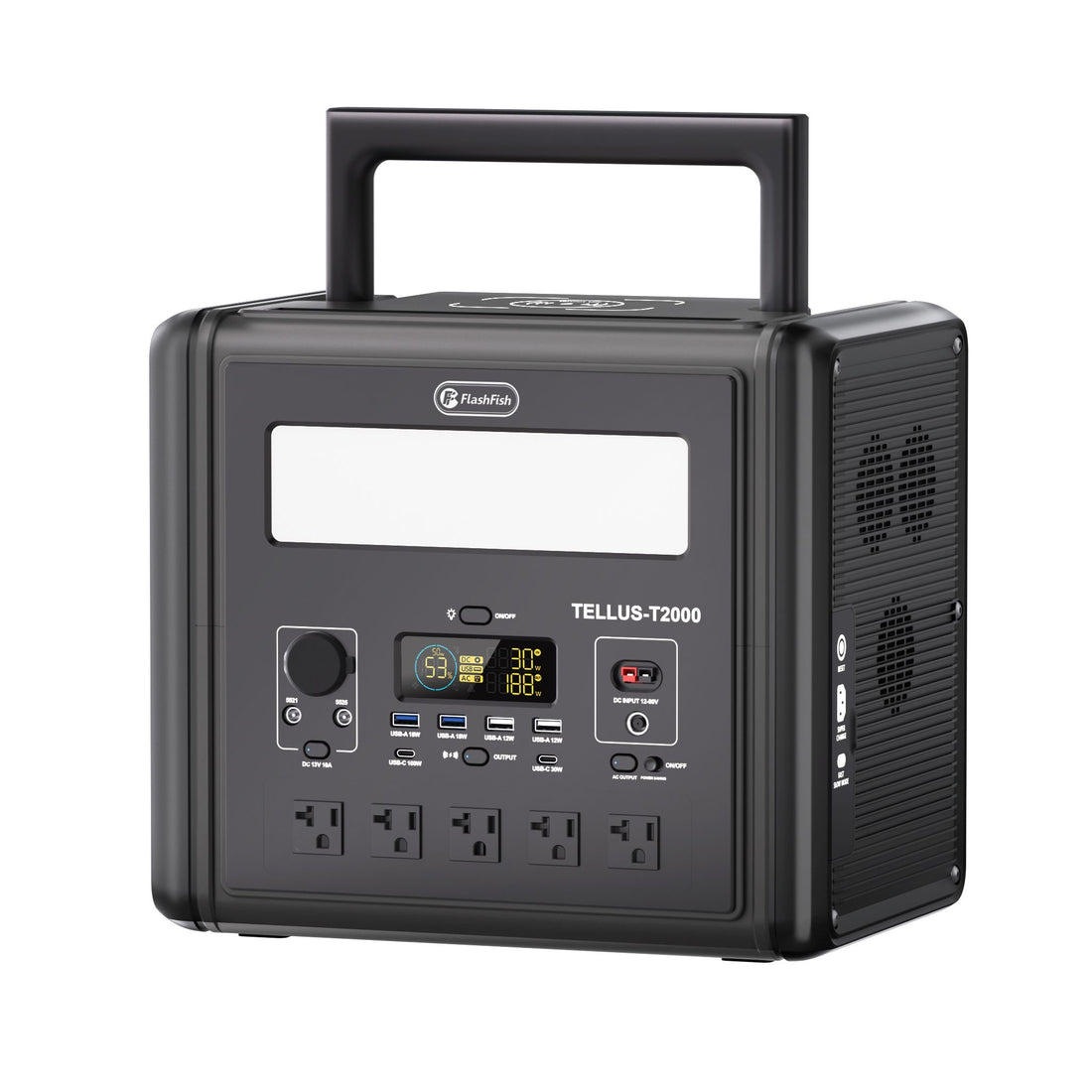 2000W Portable Power Station, 1536Wh LiFePO4 Battery Pack with 4000W Surge, AC Fast Charge,1.5H Full charged, LED Flashlight - Solar Generator for - 2000W Solar Generator