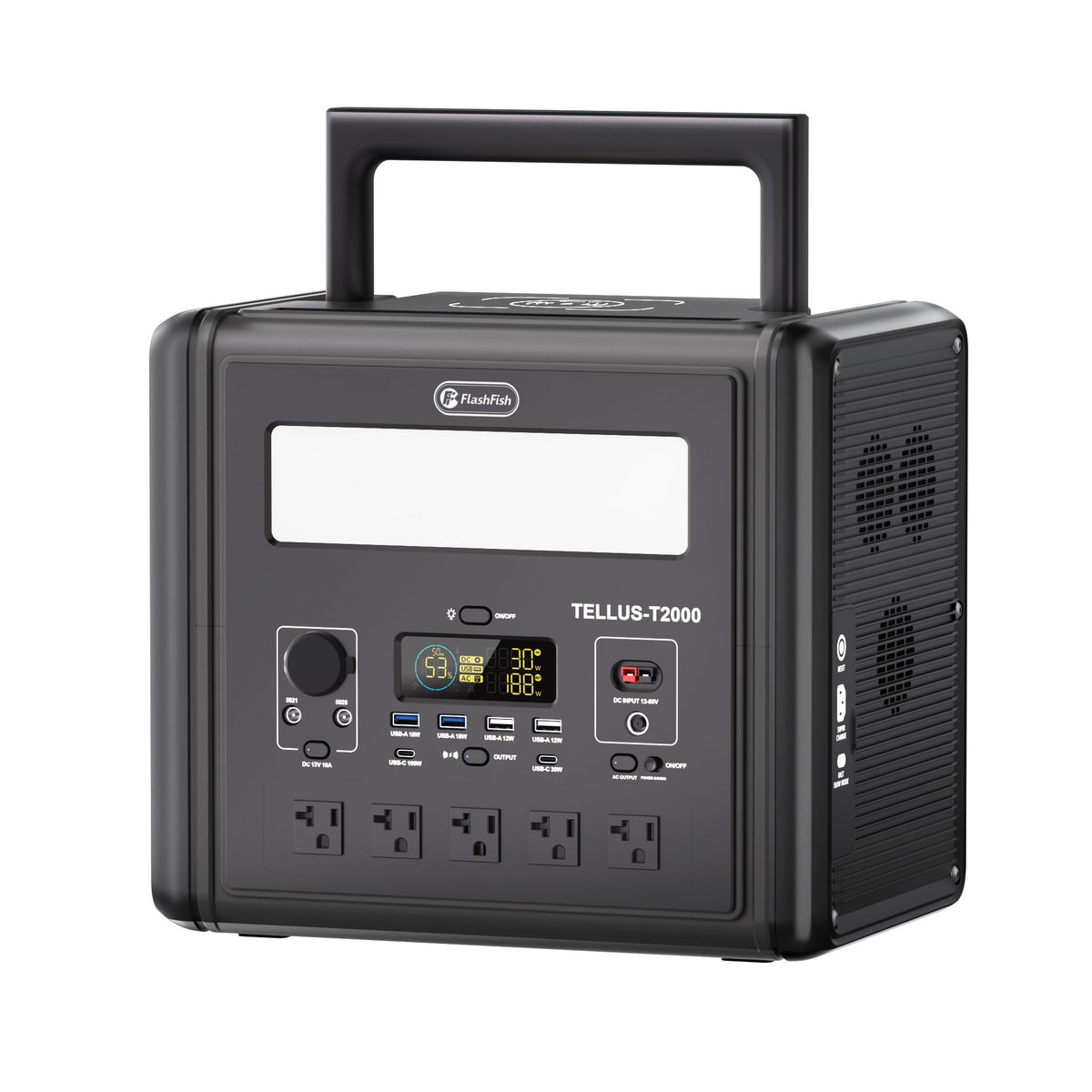 2000W Portable Power Station, 1536Wh LiFePO4 Battery Pack with 4000W Surge, AC Fast Charge,1.5H Full charged, LED Flashlight - Solar Generator for - 2000W Solar Generator
