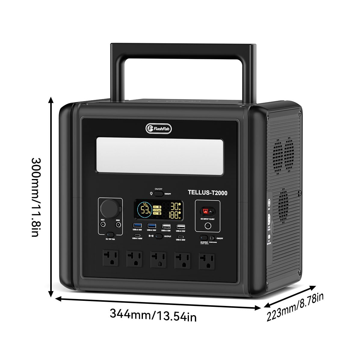 2000W Portable Power Station, 1536Wh LiFePO4 Battery Pack with 4000W Surge, AC Fast Charge,1.5H Full charged, LED Flashlight - Solar Generator for - product view 5