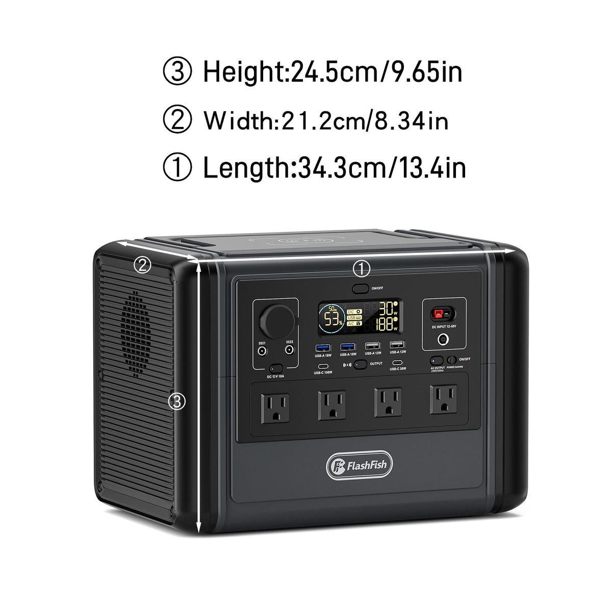 FF Flashfish 1200W Portable Power Station, 768Wh LiFePO4 High-capacity Solar Generator, Power Battery Backup with 4*AC Outputs And 6*USB Outputs - product view 21