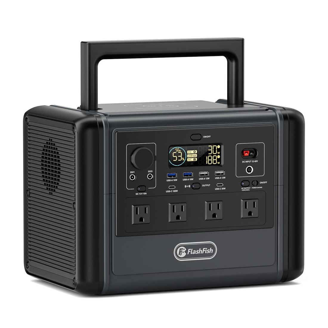 FF Flashfish 1200W Portable Power Station, 768Wh LiFePO4 High-capacity Solar Generator, Power Battery Backup with 4*AC Outputs And 6*USB Outputs - 1200W Solar Generator&2*100W Solar Panel