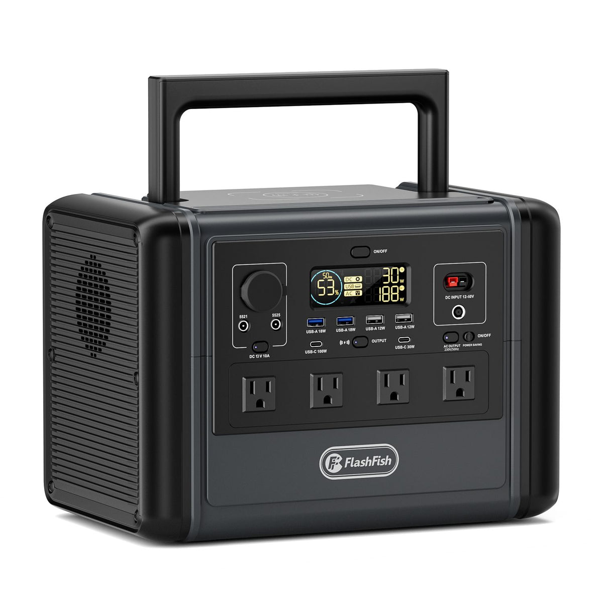 FF Flashfish 1200W Portable Power Station, 768Wh LiFePO4 High-capacity Solar Generator, Power Battery Backup with 4*AC Outputs And 6*USB Outputs - 1200W Solar Generator