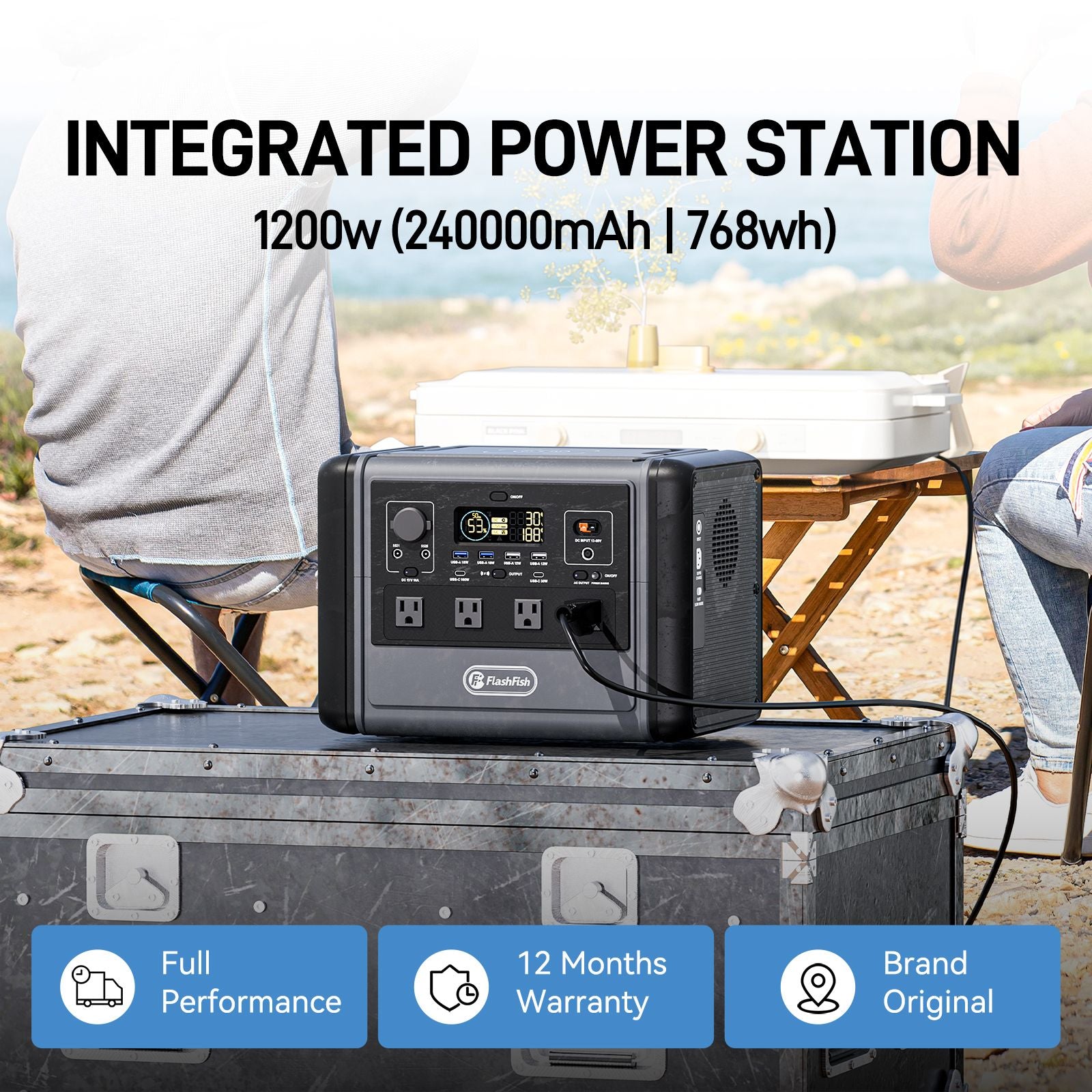 FF Flashfish 1200W Portable Power Station, 768Wh LiFePO4 High-capacity Solar Generator, Power Battery Backup with 4*AC Outputs And 6*USB Outputs - product view 22