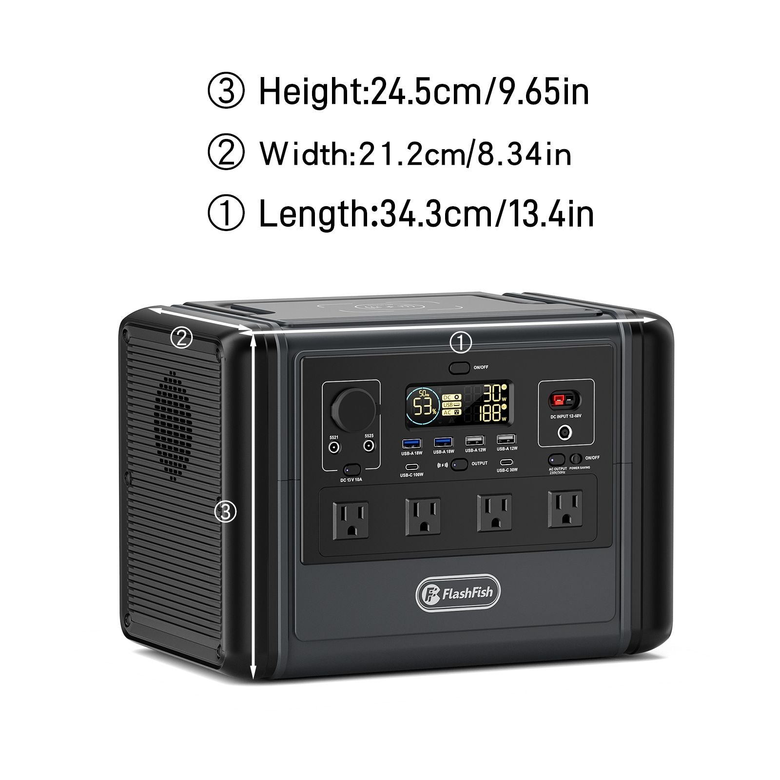 FF Flashfish 1200W Portable Power Station, 768Wh LiFePO4 High-capacity Solar Generator, Power Battery Backup with 4*AC Outputs And 6*USB Outputs - product view 30