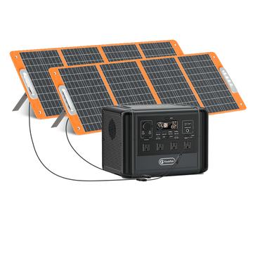 FF Flashfish 1200W Portable Power Station, 768Wh LiFePO4 High-capacity Solar Generator, Power Battery Backup with 4*AC Outputs And 6*USB Outputs - 1200W Solar Generator&2*100W Solar Panel