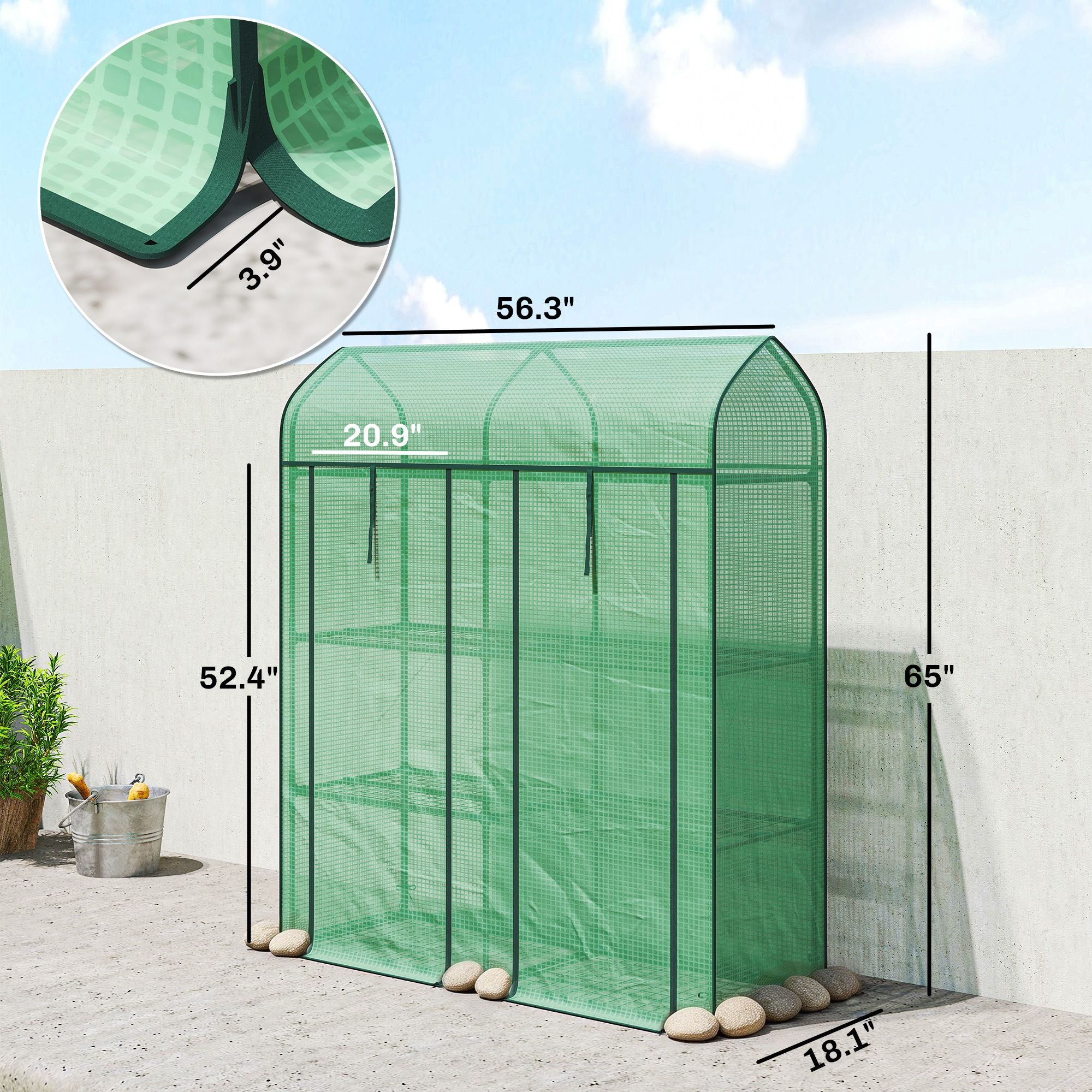 Outsunny 3-Tier Mini Portable Greenhouse with 2 Roll-Up Doors, Green
