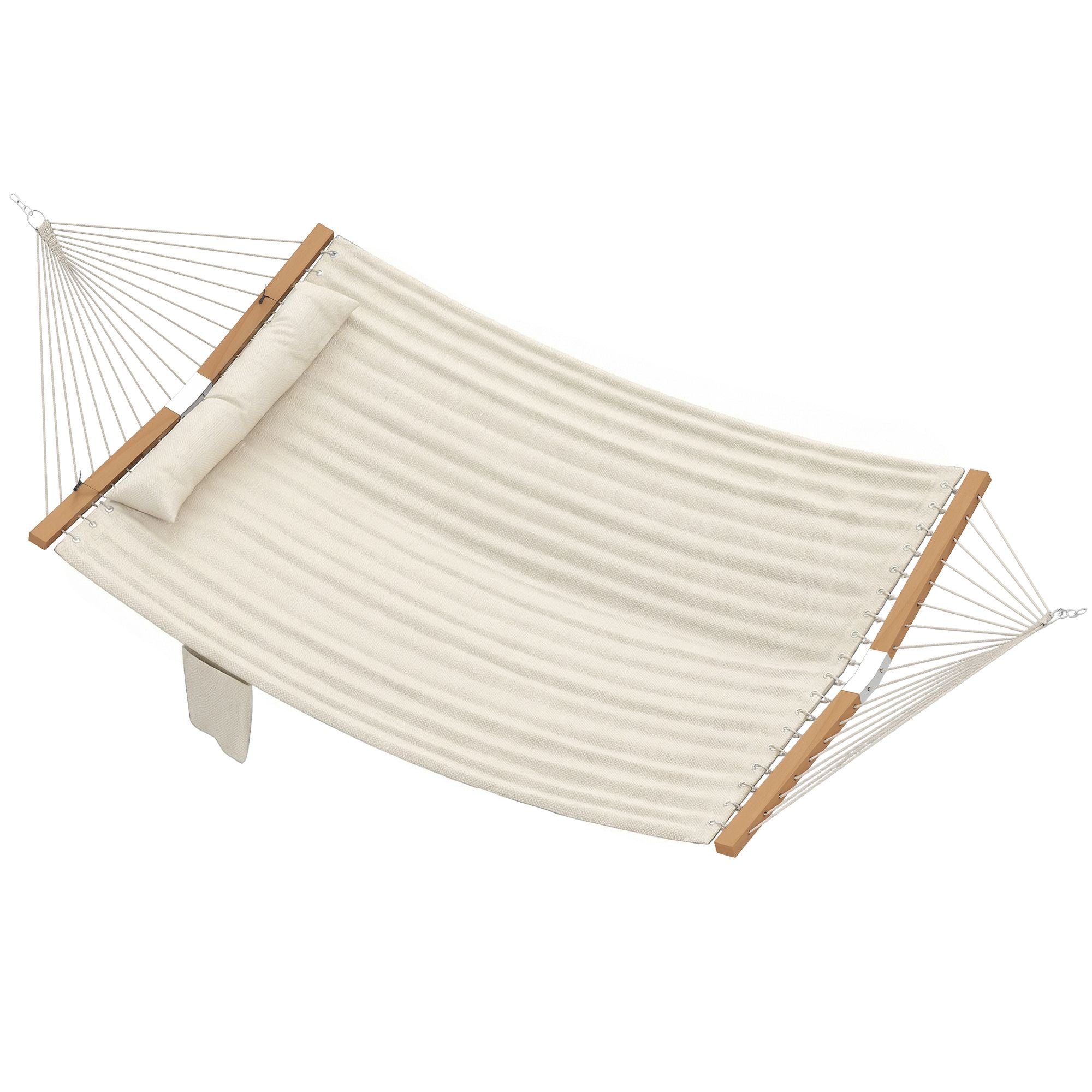 Outsunny 2-Person Outdoor Hammock with Pillow and Pad, Cream White