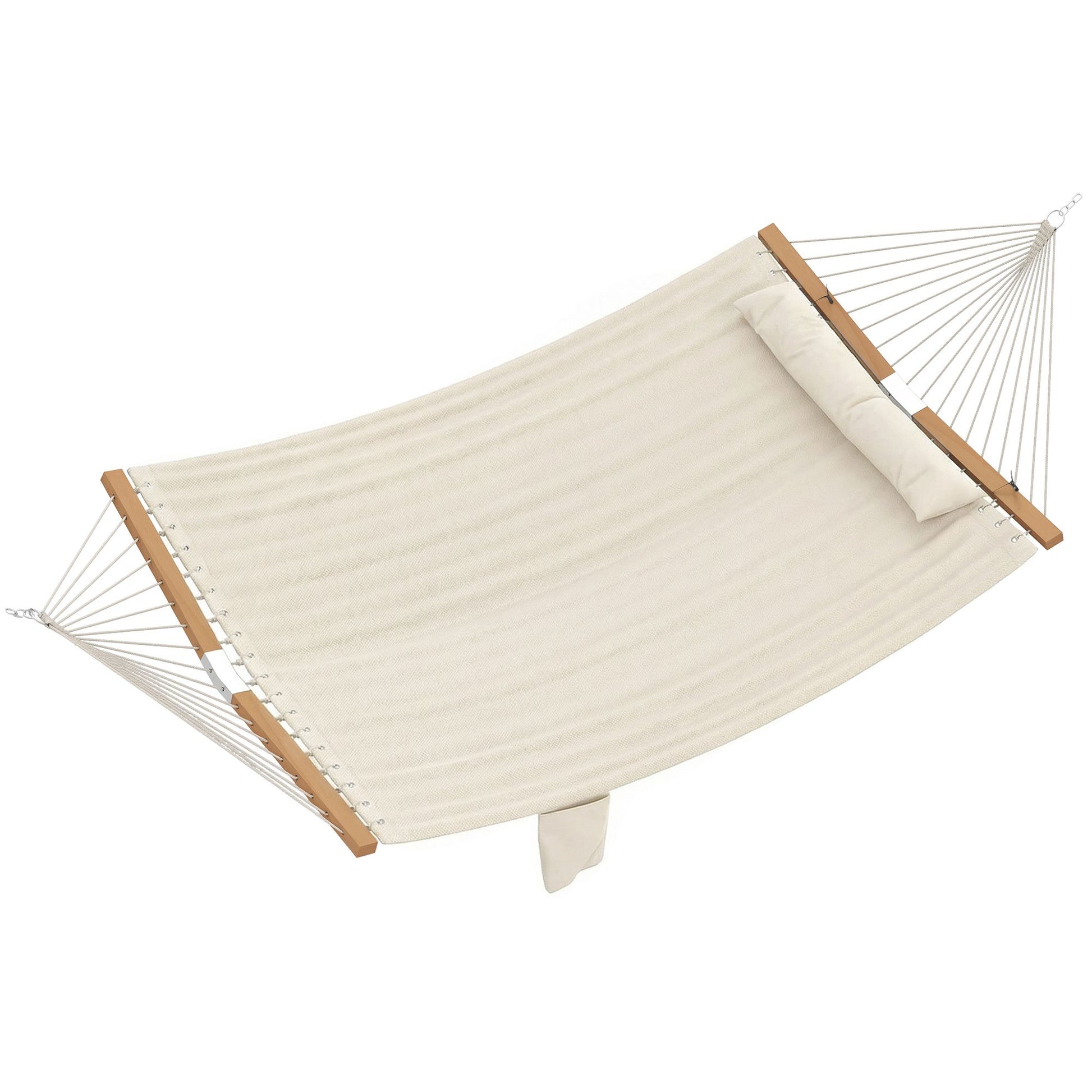 Outsunny 2-Person Outdoor Hammock with Pillow and Pad, Cream White