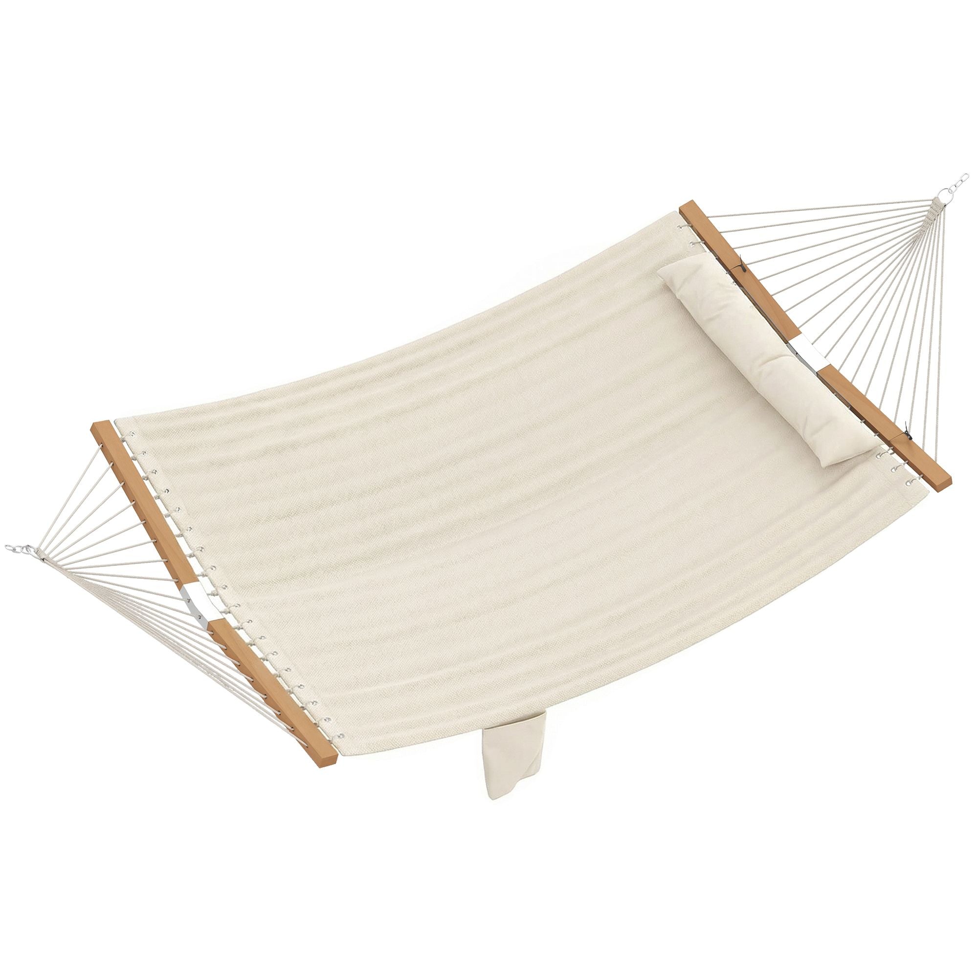 Outsunny 2-Person Outdoor Hammock with Pillow and Pad, Cream White