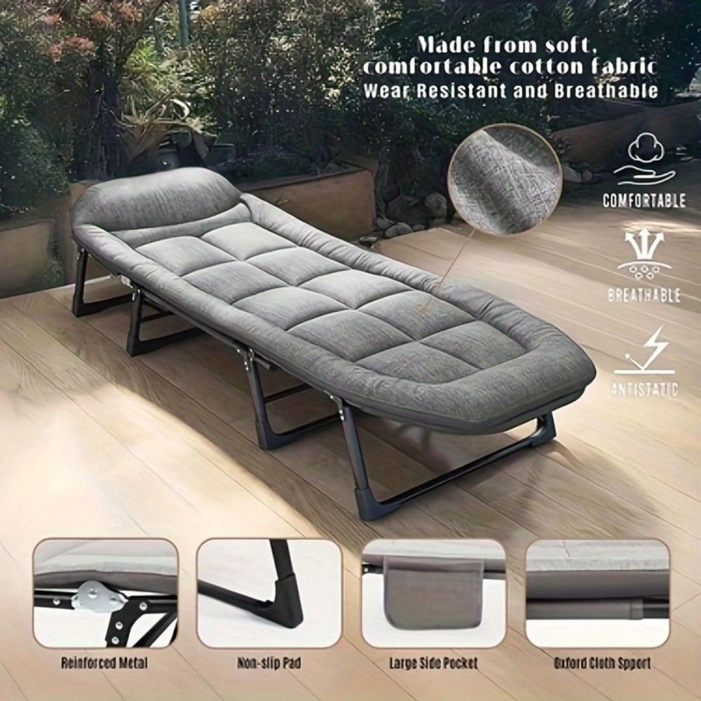 American-Style Folding Patio Cot with Mattress - product view 3