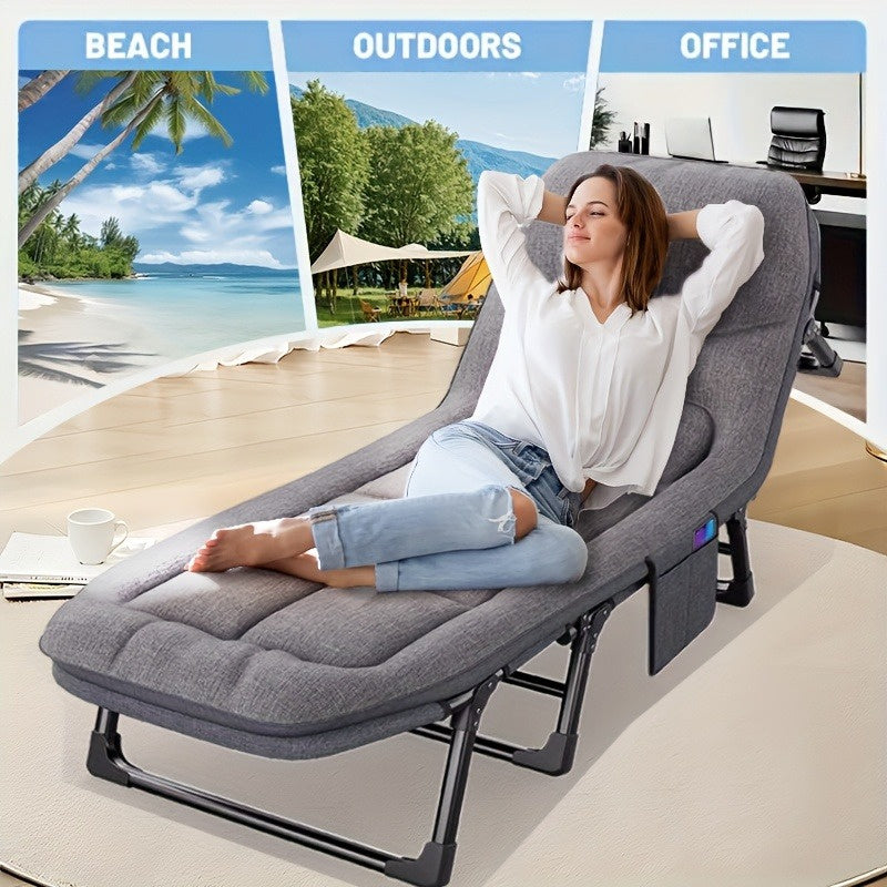 American-Style Folding Patio Cot with Mattress - product view 5