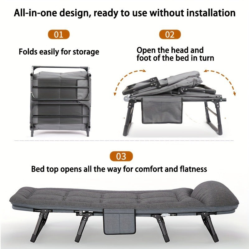 American-Style Folding Patio Cot with Mattress - product view 7