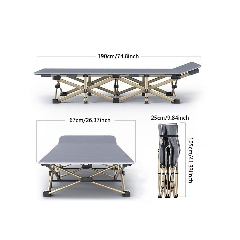 75-Inch Heavy-Duty Folding Camping Cot with Mattress - product view 2