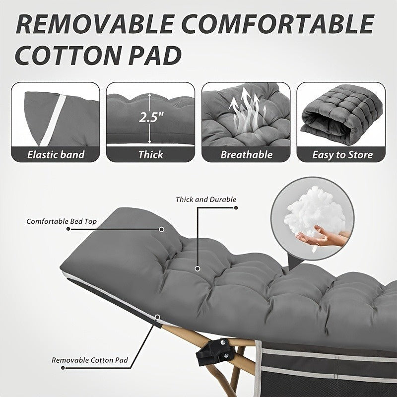 75-Inch Heavy-Duty Folding Camping Cot with Mattress - product view 4