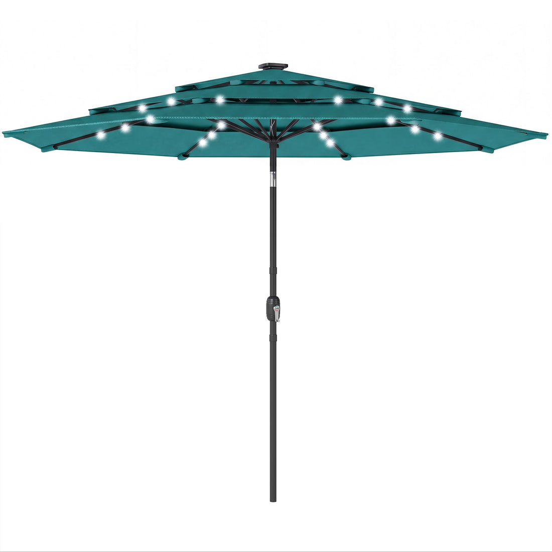 Outsunny 9.7 ft Solar LED Patio Umbrella, Teal