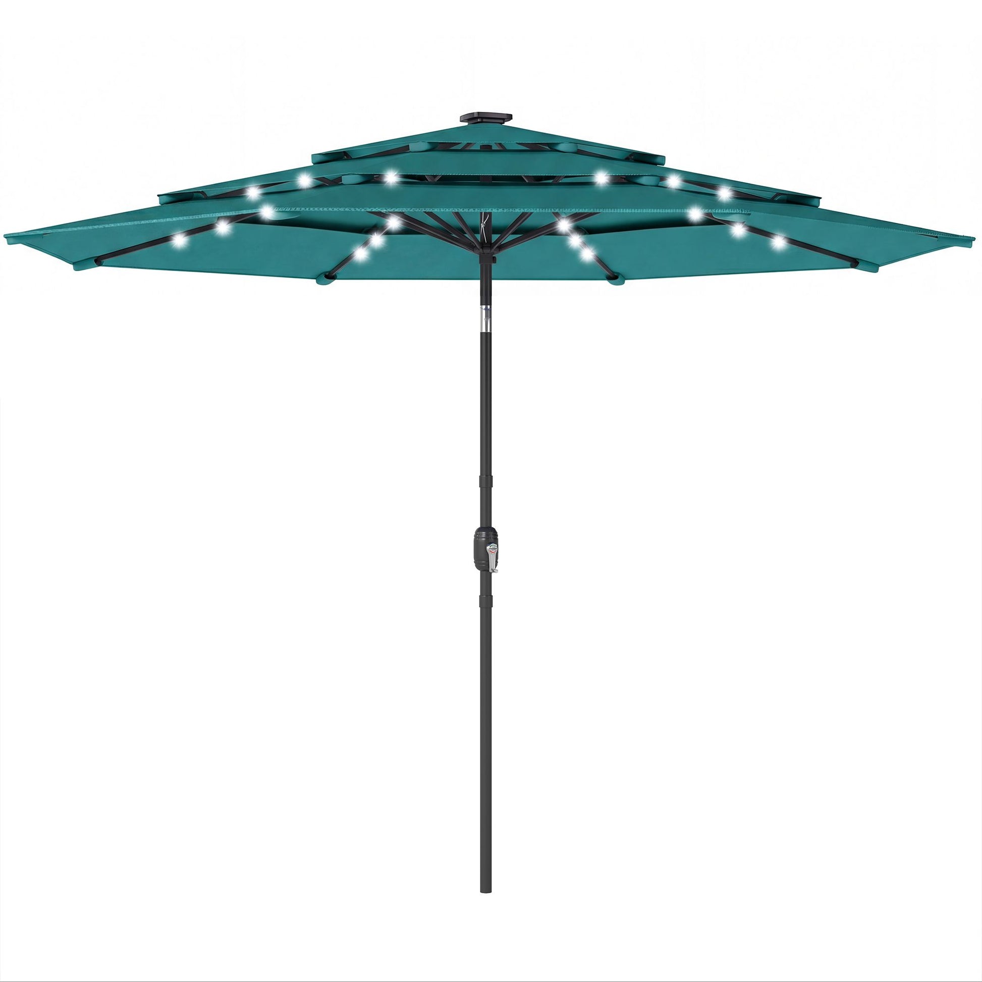 Outsunny 9.7 ft Solar LED Patio Umbrella, Teal