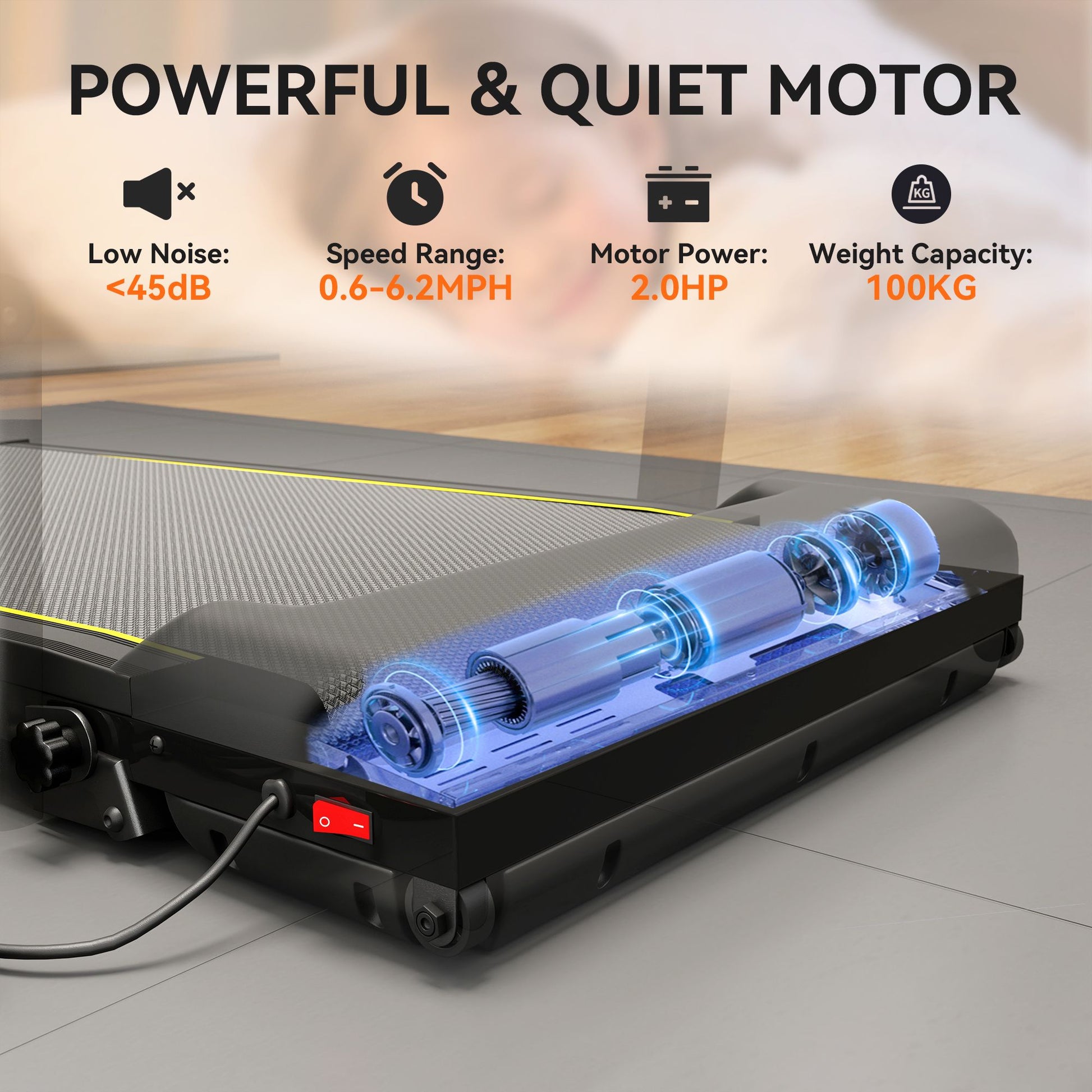 Soozier Foldable Under-Desk Walking Pad Treadmill with Incline and Remote - product view 6