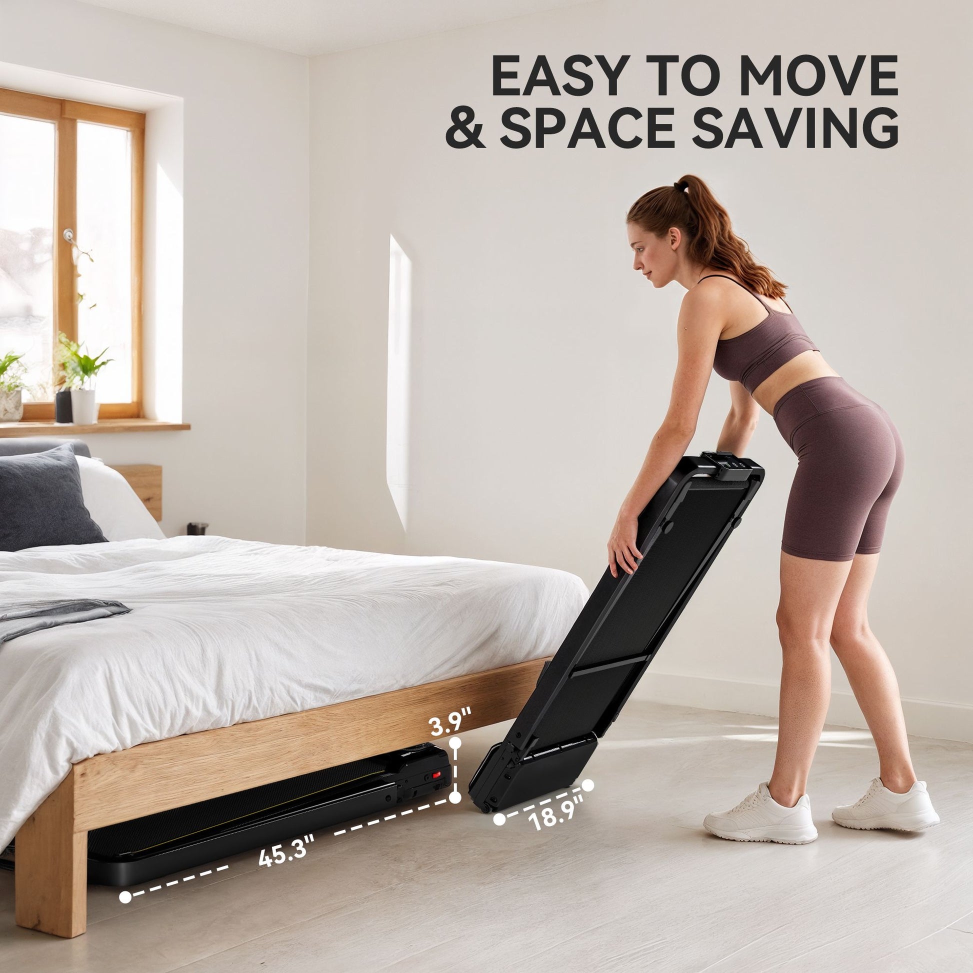 Soozier Foldable Under-Desk Walking Pad Treadmill with Incline and Remote - product view 9