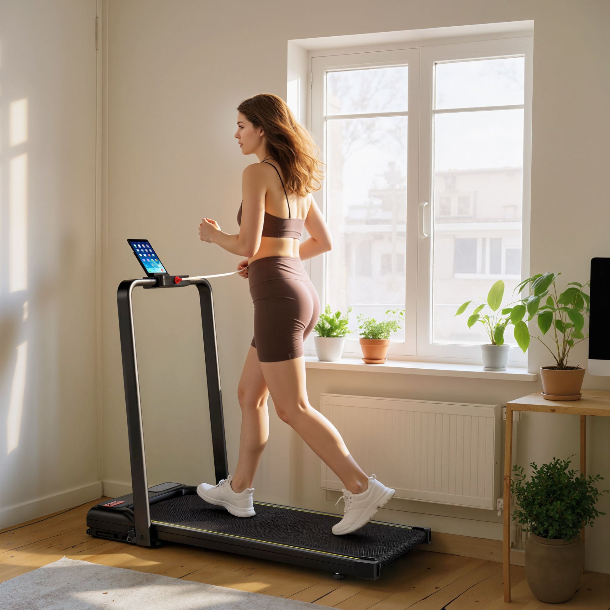 Soozier Foldable Under-Desk Walking Pad Treadmill with Incline and Remote - product view 10