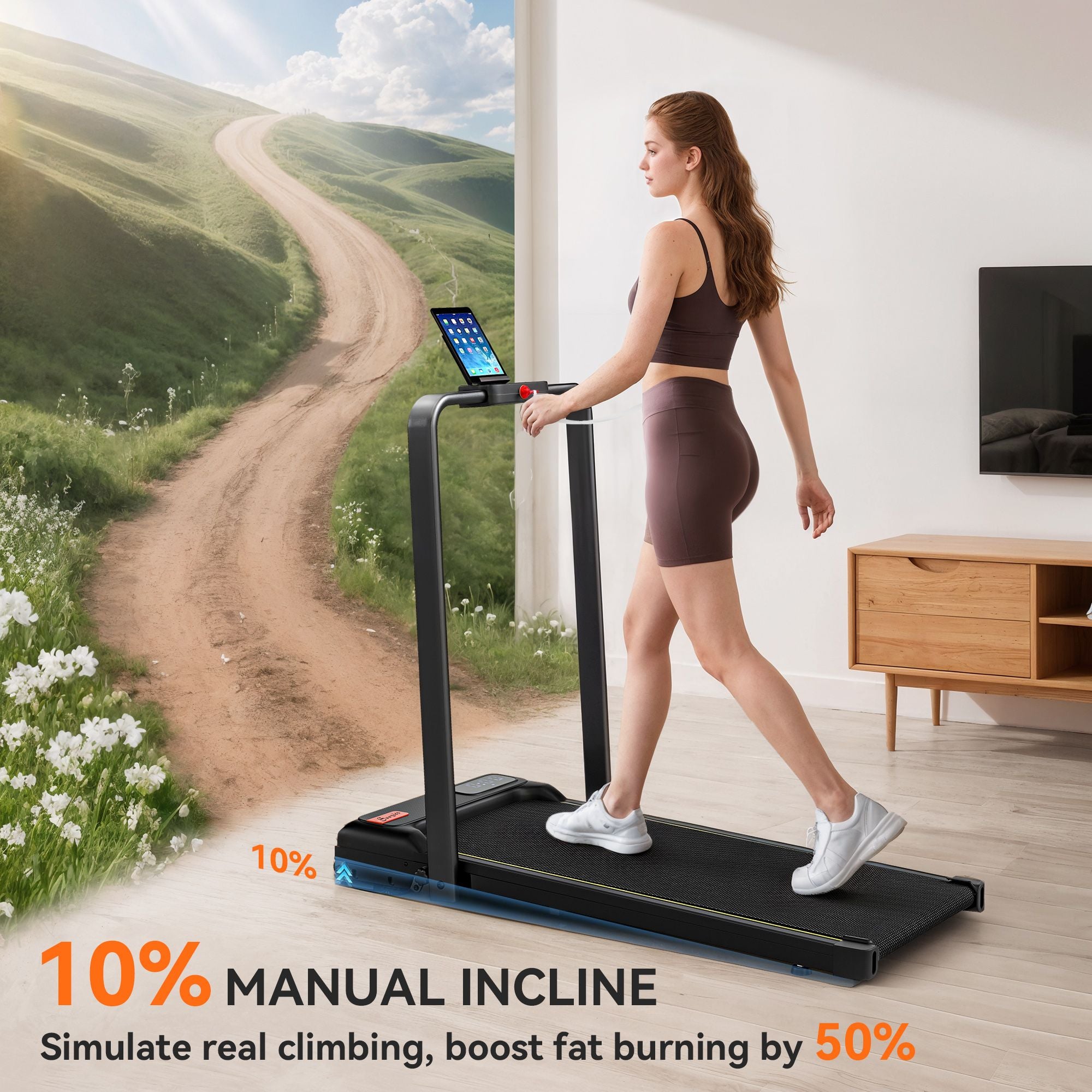 Soozier Foldable Under-Desk Walking Pad Treadmill with Incline and Remote - product view 5