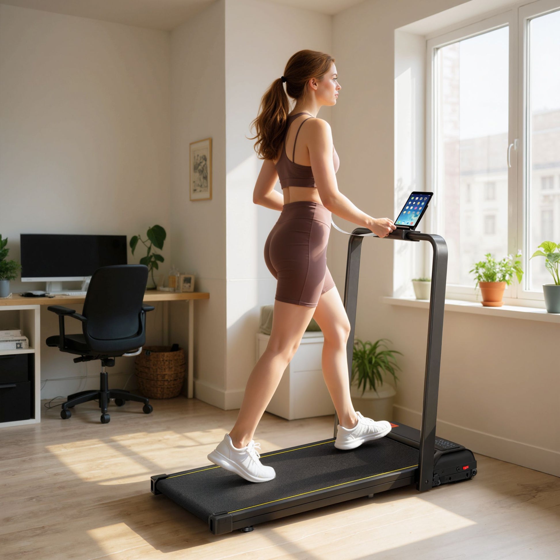Soozier Foldable Under-Desk Walking Pad Treadmill with Incline and Remote - product view 2