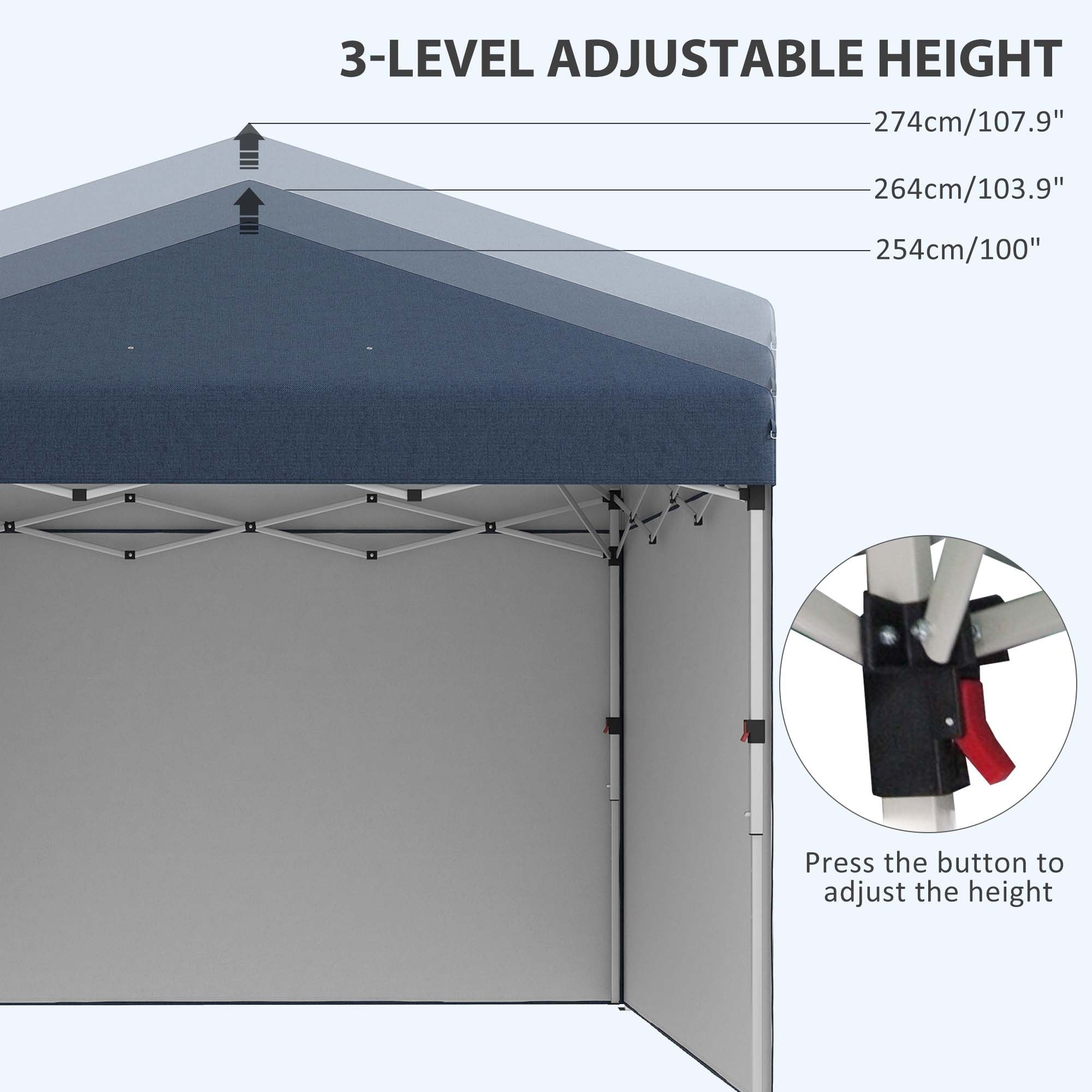 Outsunny 10 x 10 ft Pop-Up Canopy with Sidewalls and Weight Bags, Dark Blue