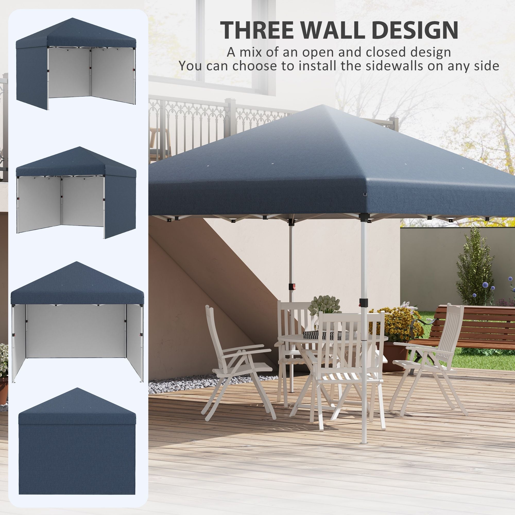 Outsunny 10 x 10 ft Pop-Up Canopy with Sidewalls and Weight Bags, Dark Blue