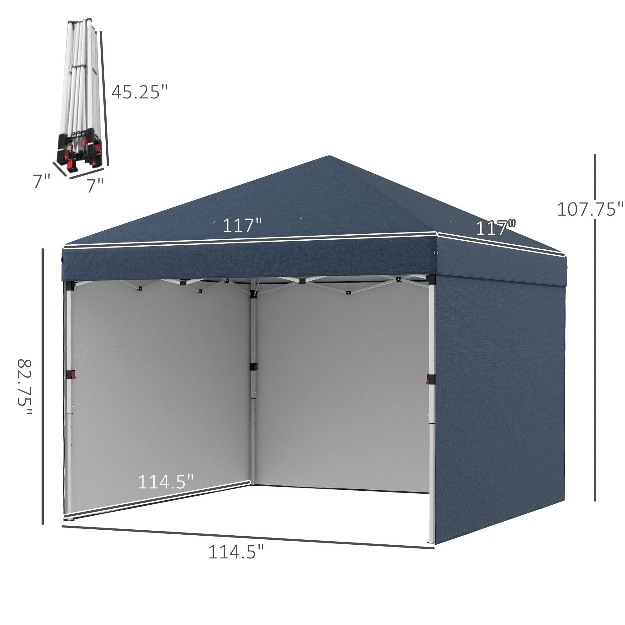 Outsunny 10 x 10 ft Pop-Up Canopy with Sidewalls and Weight Bags, Dark Blue