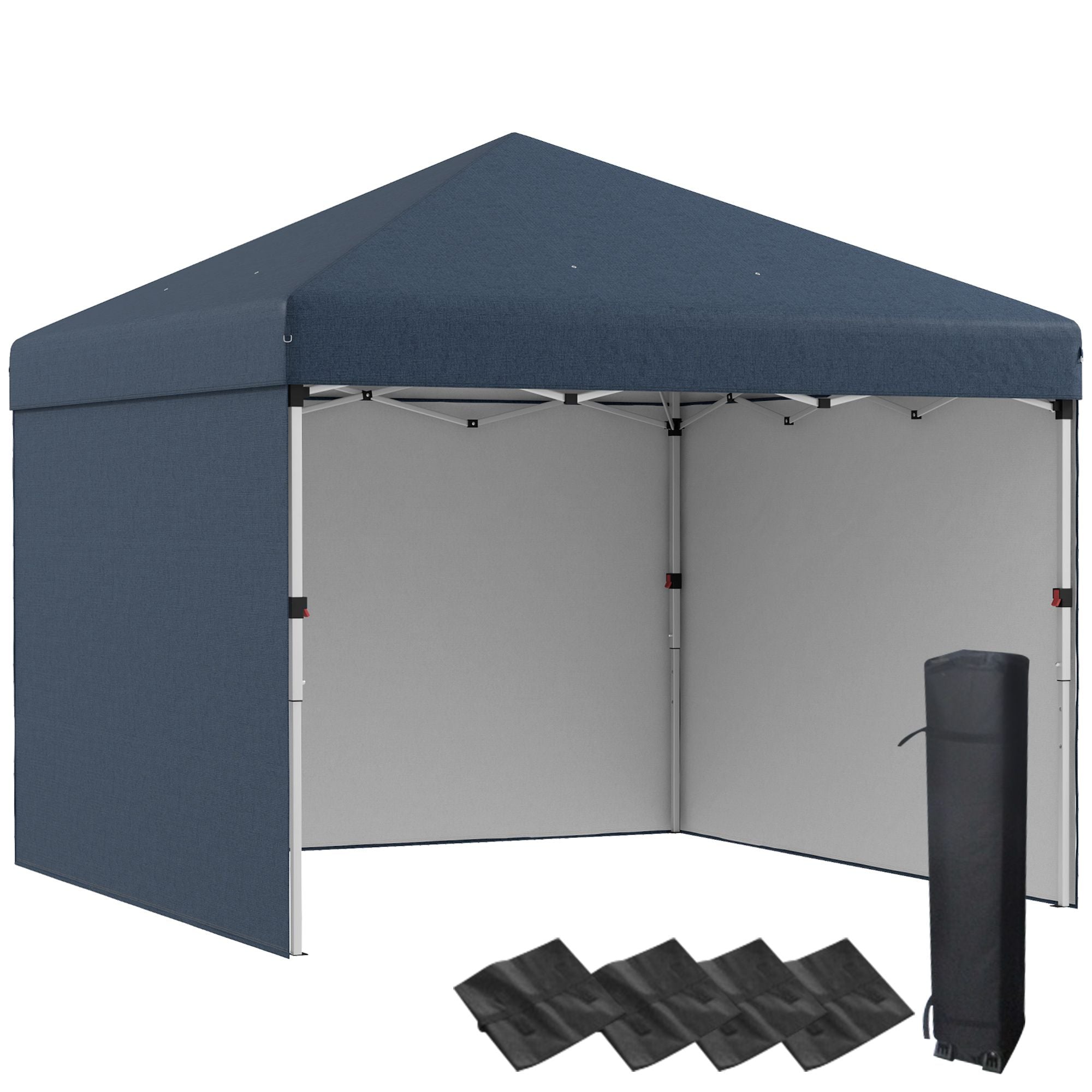 Outsunny 10 x 10 ft Pop-Up Canopy with Sidewalls and Weight Bags, Dark Blue