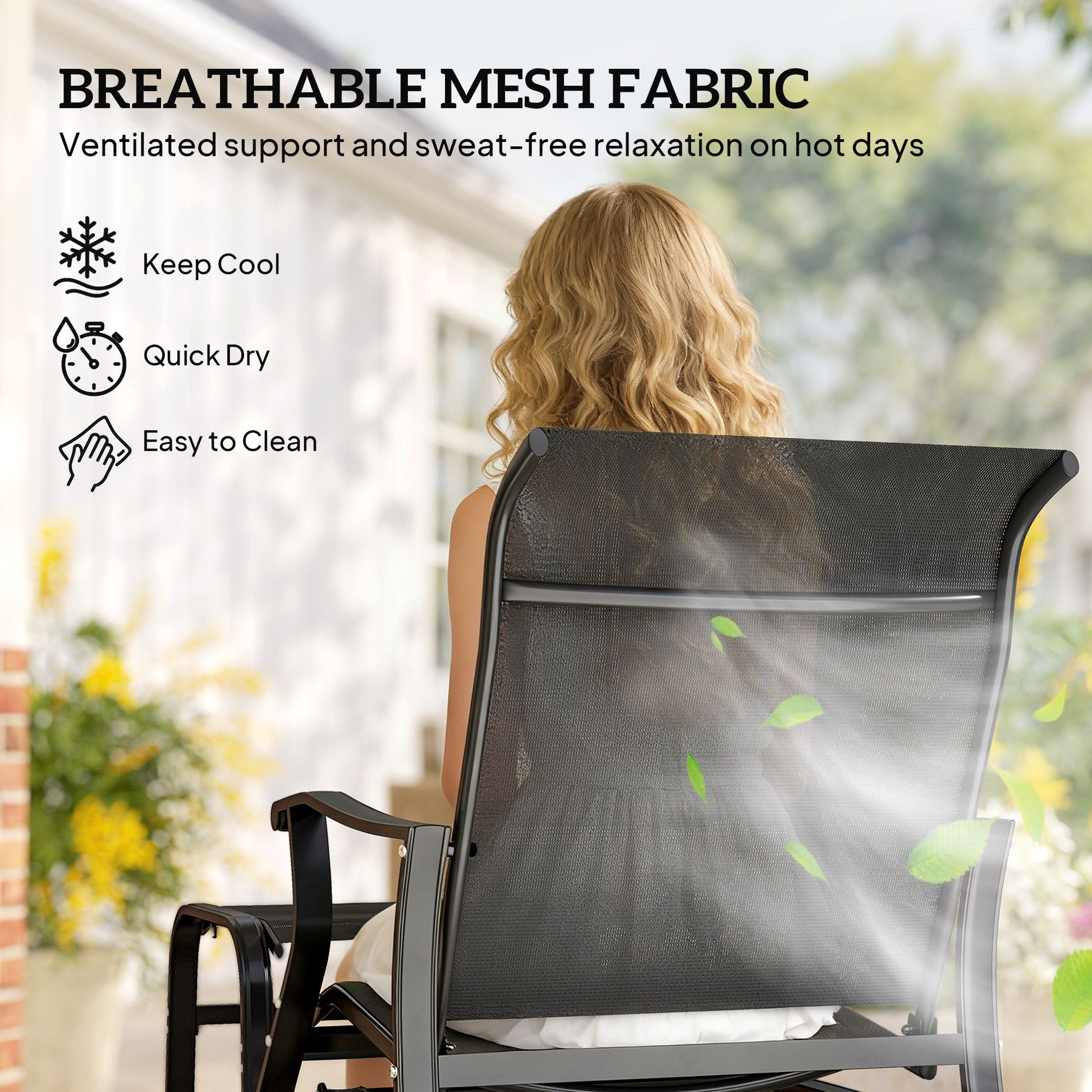 Outsunny Outdoor Glider Chair with Ottoman, Black