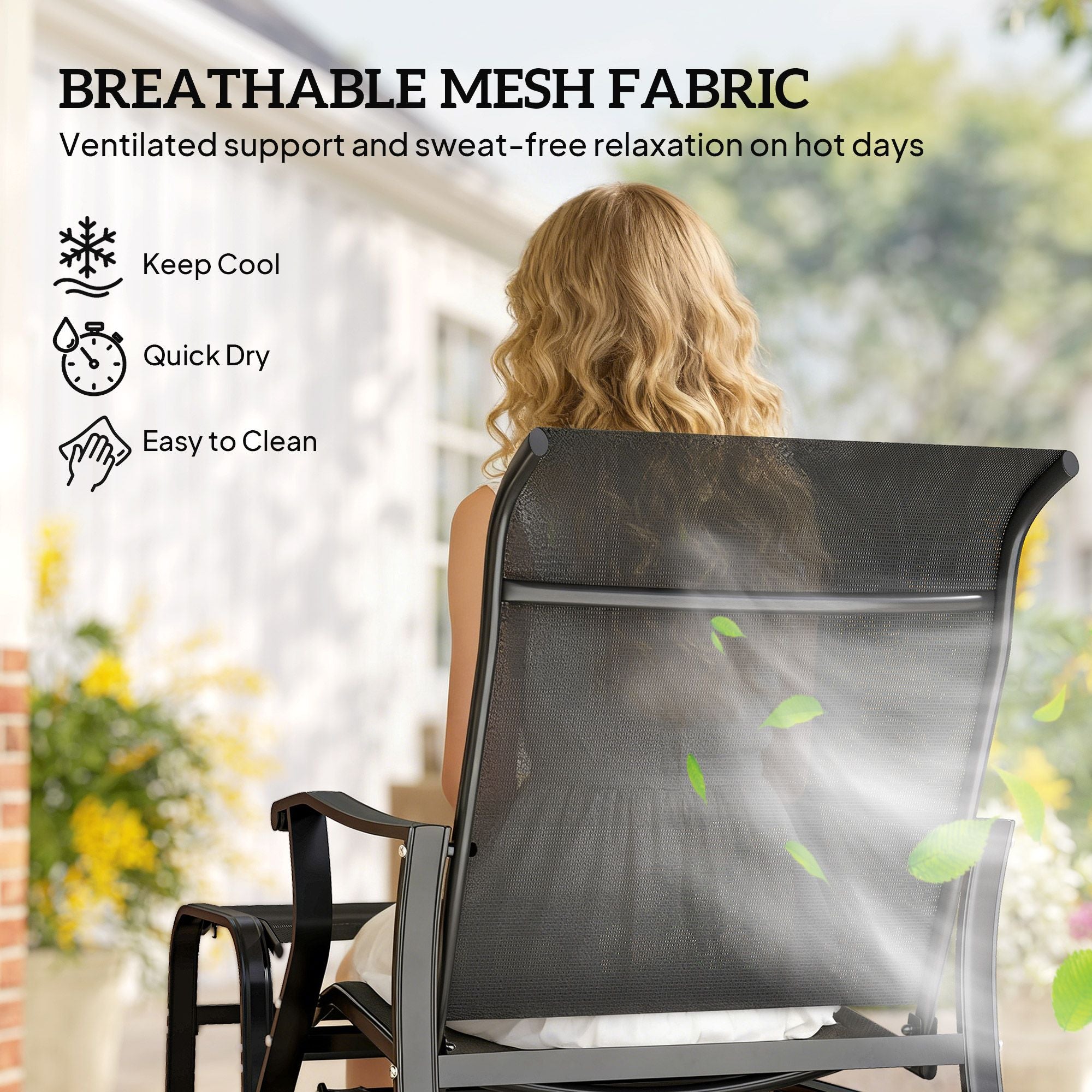 Outsunny Outdoor Glider Chair with Ottoman, Black
