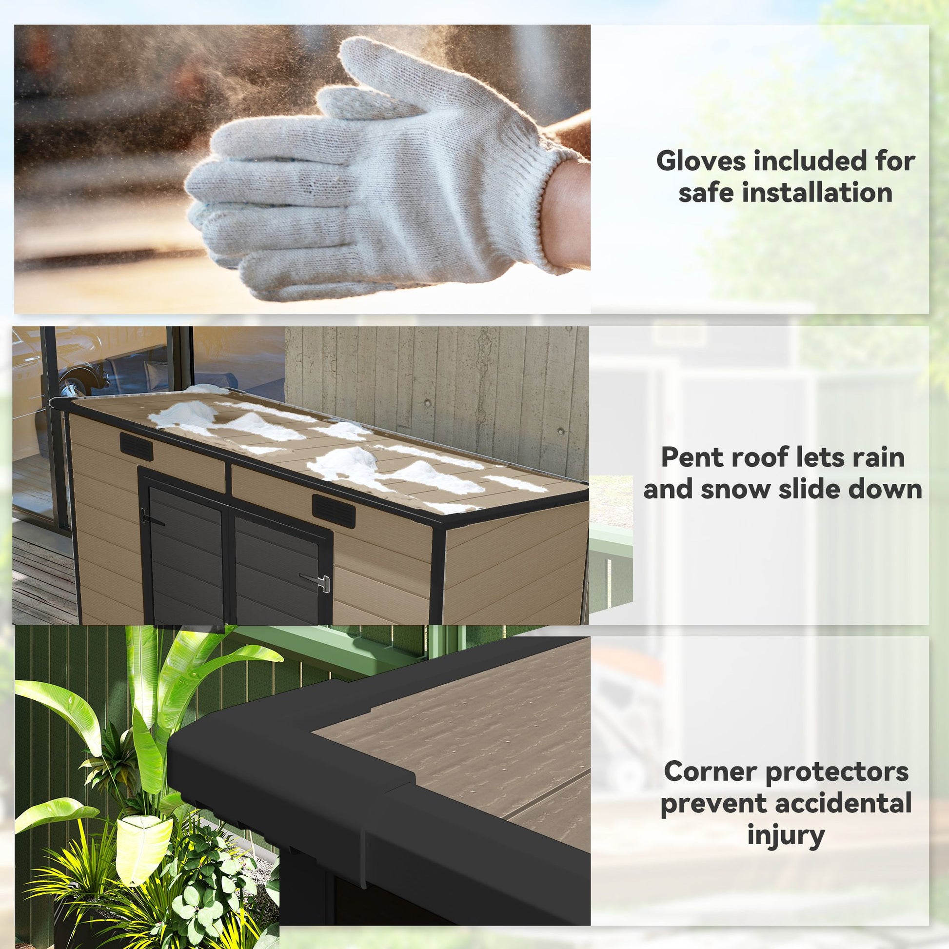 Outsunny 8 x 4 ft Plastic Outdoor Storage Shed with Floor, Light Brown